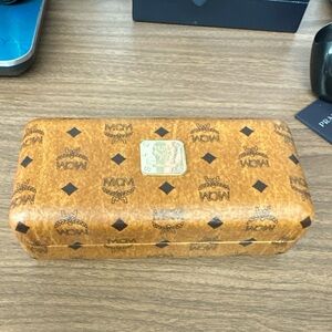 Authentic MCM Cognac Visetos Logo Monogram Clam Shell Eyeglasses Hard Case <<4>>